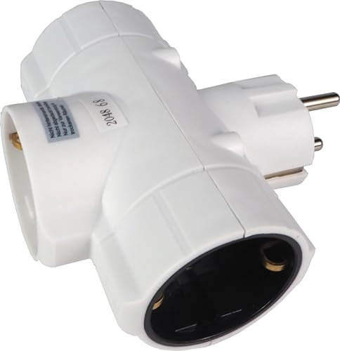 Sanfor - Ladron 3 enchufes | Base adaptador triple derivación lateral TT | Clavija triple | Toma múltiple para enchufe | color blanco | 16A 250V