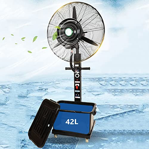 Ventilador de nebulización Ventilador de refrigeración por pulverización ventilador industrial con 3 velocidades, Tanque de 42L, Tarea pesada Tanque de agua para patio Ventiladores