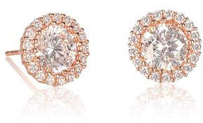 Diamond Treats Orecchini a perno in argento sterling 925 con zirconi cubici bianchi, blu, verde e rosso, orecchini rotondi in argento massiccio da donna, Argento sterling, YHE02710/2088SW