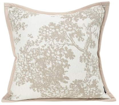 Croker Horse 20x20'' inches Throw Pillow Cushion Covers - White Beige Embroidery Pine Tree Luxury Modern Style Couch Sofa Pillow Cover for Living Room Bedroom