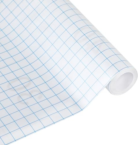 Pellicola Trasferimento per Plotter Vinile, Pellicola Adesiva Trasparente - 30,5cm x 500cm con Griglia per Posizionamento Preciso, Ideale per Adesivi Faidate, Segnaletica, Decorazioni Finestre