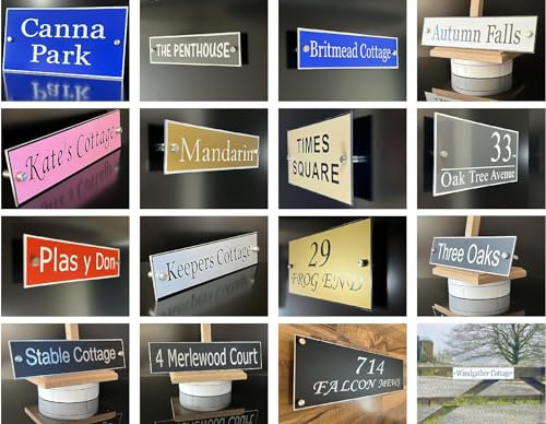 Door Plates Aluminium Signs for House, Office, Business, School, Surgery. Sign with Laser Cut Lettering, Stainless Steel Standoff Wall Mounts or Hidden Fixings. Select Colour and Size.
