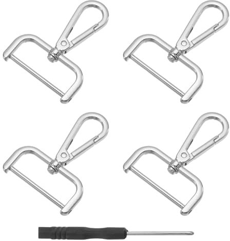 sourcing map 4Pcs Swivel Clasps Hook, 38mm(1.5 Inch) D Ring Detachable Snap Hook Metal Lobster Claw Clasp Hook with Screwdriver for Purse Making Keychain, Silver