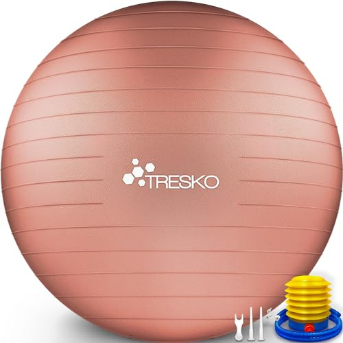 TRESKO® Palla da ginnastica, senza BPA, con pompa ad aria, palla per fitness, yoga, ginnastica, gravidanza, allenamento al nucleo, schiena, palla da yoga, pezziball, pilates, seduta, palla