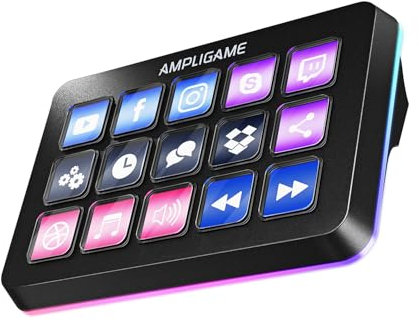 AmpliGame Fifine Stream Controller con 15 tasti macro, tastiera per streaming con azioni di trigger in OBS/Twitch/YouTube/Streamlabs, tasti di scelta rapida, funziona con Mac e PC-D6