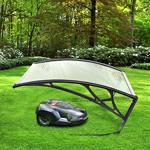 OHMG Garage de Tondeuse Robot,Abri pour Robot,Toit de Garage pour Tondeuses à Gazon Robot,100 * 78 * 50cm,Résistant aux intempéries,Protection UV,Abris Housses pour tondeuses (Transparent)