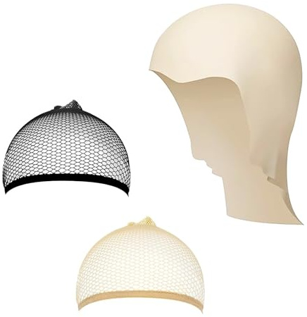 XCSJ Make Up Glatze Aus Latex und 2 Perückenkappen (Kleine Größe) | Perücke Kappe Glatze Kappe Cosplay Zubehör Latex Glatze Kappe für Make Up, Halloween, Weihnachten, Cosplay,Karneval
