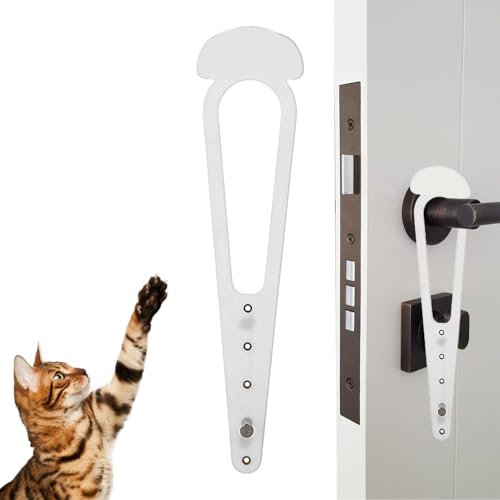 Tope de puerta para gatos | Cerradura elástica para puerta de gato - 4 agujeros ajustables que mantienen a los perros fuera de la y los alimentos, agujeros ajustables para mascotas
