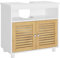 FORABAMB Waschbeckenunterschrank, Badschrank Unterschrank mit Doppeltüren aus Bambus, EIN offenes Fach, Badezimmerschrank, Waschtischunterschrank, 60 x 30 x 60 cm