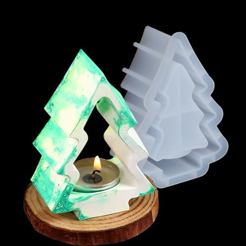 EPODA Silikonformen GießFormen Weihnachten, Weihnachtsbaum Kerzenhalter Silikonform, GießForm Silikon Tannenbaum, Silikonform Kerzenhalter