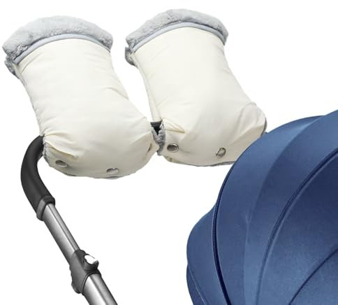 AUPOWER Handmuffs, Anti-Freeze Gloves Universal Hand Warmer Stroller Pram Hand Muff Waterproof and Windproof for Buggy Pushchair Pram Bicycle-White