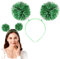 WY LIGHTING LEVEL Pom Pom Headbopper, lustige, festliche Kopfbedeckung, Folienstreifen, Lametta, modischer Haarreif, flauschiger Ball, Stirnband, ausgefallenes Cosplay-Zubehör (grün)