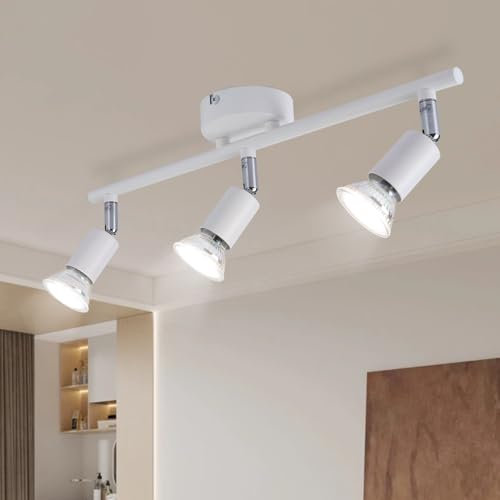 Lichtmaler LED Deckenlampe 3 Flammig Deckenspots - Deckenleuchte GU10 Weiß Deckenstrahler Schwenkbar 330°Industrial Schlafzimmerlampe Esszimmer Ohne Leuchtmittel