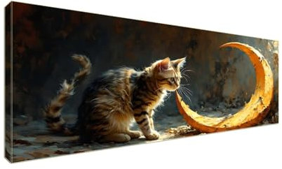 Diamond Painting Erwachsene Groß XXLl 150x60cm Diamant Painting Bilder, 5D Cat Moon Diamond Painting Kinder DIY Voll Diamant Crystal Art Malen Nach Zahlen, Cross Stickerei Malerei Kits Wand Dekor S-79