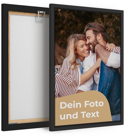 Cimpress Personalisiertes Leinwandbild, Ihr Foto auf Leinwand mit Rahmen, 50x70 cm, selbst gestalten mit Bild & Text, Geschenk zu Weihnachten, Advent oder als Wichtelgeschenk für Familie, Freunde