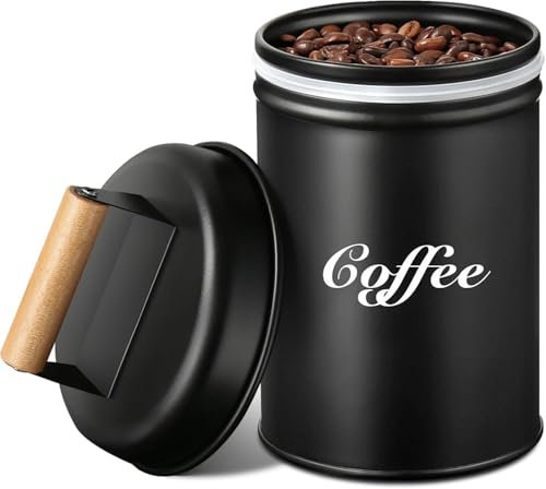 Kaffeedose luftdicht, 500ML Kaffeebohnen Behälter, schwarz Kaffeepads Aufbewahrung, Kaffeedose für gemahlenen Kaffee, Kaffeekapseln, Kaffeebohnen Aufbewahrung, Kaffeebehälter, Kaffeebar Kaffeepaddose
