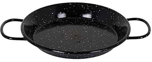 AC - Paellera Valenciana esmaltada - Fabricado en España - Apta para Gas, vitrocerámica, Cocina eléctrica y lavavajillas (Negro, Ø 24 cm)