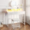 ODK Dressing Table with LED Light Strip, Adjustable Colorful Brightness, Vanity Table with USB Power Outlets, White Vanity Desk with Stool, Makeup Desk with 2 Fabric Drawers, no Mirror, 80×40×90cm