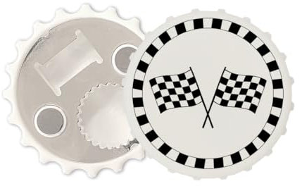 Chequered Flags Magnetic Bottle Cap Opener Fridge Magnet Racing Flag Sports