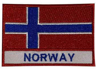 Toppa ricamata con bandiera della Norvegia, da applicare con ferro da stiro, da cucire o applicare con ferro da stiro