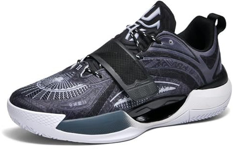 Zapatillas de Baloncesto Unisex, Zapatillas for Correr al Aire Libre, Zapatillas Deportivas de Entrenamiento de Malla Transpirable(Black,45 EU)