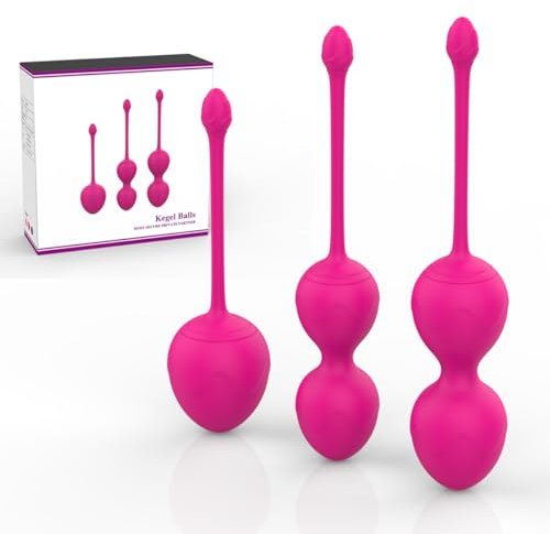 Boules de Geisha - Kegel Balls de 3 pour le contrôle de la vessie et les muscles du plancher pelvien - Kit d'entraînement Boules de Geisha Plancher Pelvien en Silicone (Rose)