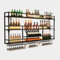 Portabottiglie Da Parete In Metallo Con Portabicchieri,Mensola Porta Bottiglie Da Parete In Stile Industriale,Scaffale Per Vino Con Supporto In Vetro,Espositore Per Vino,Per Cucina,Bar,Cantina(180cm/7