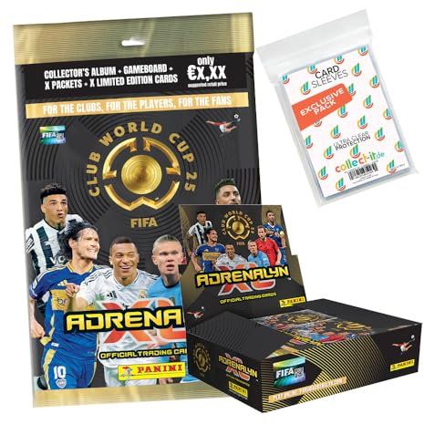 Bundle mit FIFA Club World Cup 2025 Adrenalyn XL Trading Cards - 1 Starter + 1 Display (24 Booster) + Exklusive Collect-it Hüllen