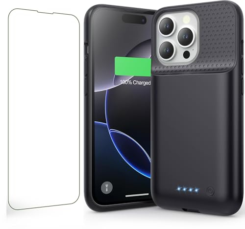 QTshine Battery caser for iPhone 16 Pro, 7500mAh Ultra-Slim Portable Charging Case Rechargeable Protective Extended Charging case Only for iPhone 16Pro charger case (6.3 Inch), Black