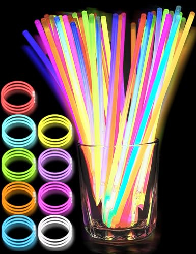 Leuchtstäbe für Kinder und Erwachsene, Premium, 200 Stück, Party-Set, leuchtet im Dunkeln, Partyzubehör, inklusive 200 Verbindungsstücken, Rave-Tanz-Zubehör, Halloween-Dekorationen, langlebige