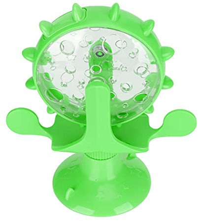 KIMISS Interaktives Katzenspielzeug mit Futterleckfunktion – Mehrfarbiges Windmühlen-Design Zum Spielen Im Innenbereich, Spannendes Puzzle für Katzen und Kätzchen (Green)