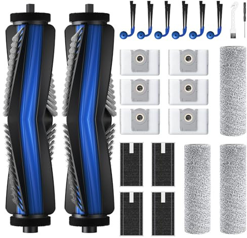 Kit d'accessoires pour Robot aspirateur Ecovacs Deebot X9 Pro Omni | Pièces de rechange avec 2 brosses principales, 6 sacs à poussière, 3 rouleaux de nettoyage, 4 filtres, 6 brosses latérales
