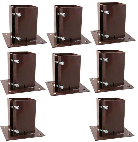 [FIXINGS DIRECT] 75x75mm Bolt Down Post Shoe Fence Post Holder Heavy Duty Read Oxdie Dual Coat Weather Protection Decking Bases, Post Anchor, Pergolas, Carports 4x4 (8 Pack (75x75mm))