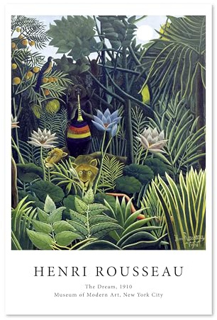 Close Up Henri Rousseau Poster „The Dream“ | Kunstposter 61x91,5 cm | Kunstdruck Wanddeko Dschungel Motiv | Vintage Aesthetic Wanddekoration