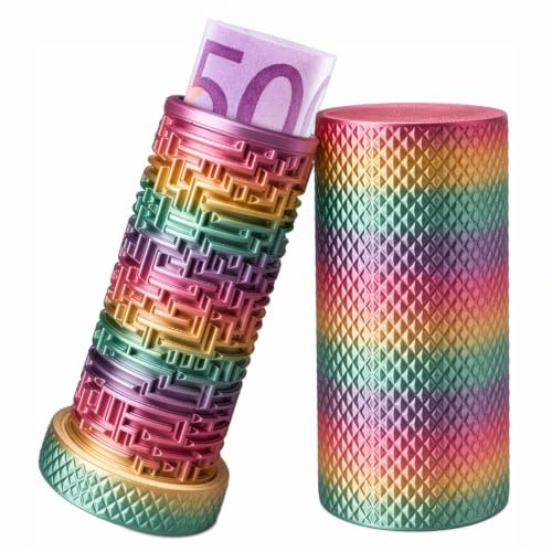 Rätselbox Geldgeschenk, 3D Puzzle Labyrinth Geschenkbox für Erwachsene | Wunscherfüller Glitzer Geld Geschenkverpackung ScheinBox, Gutschein Knifflige Regenbogenfarben
