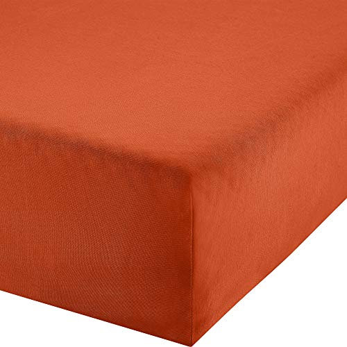 Erwin Müller Boxspringbett-Spannbettlaken Freising Elasthan-Jersey-Stretch - apfelsine Größe 90x190 cm - 100x220 cm - dehnbar, antipilling, bügelfrei, Rundumgummi
