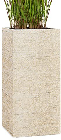 Pflanzwerk® Jardinera Fibra de Vidrio Tower Antiguo Arena 60x28x28cm *Maceta a Prueba de heladas* *Protección UV* *Calidad Europeo*