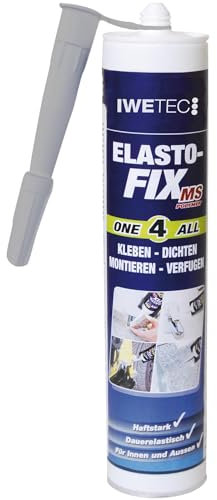 IWETEC Kleb- und Dichtstoff Elasto-Fix MS-Polymer 290ml, Montagekleber, lösungsmittelfrei, für viele Untergründe, Farbe:grau