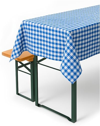 texpot Landhaus Tischdecke 130 x 380 cm blau-weiß kariert 100% Baumwolle