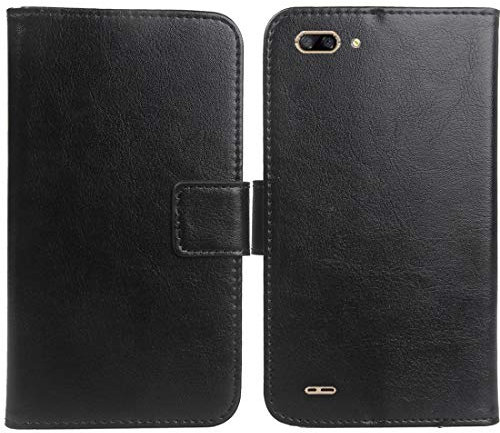Gukas PU Leder Tasche Hülle Für AllCall Atom 5.2 Handy Flip Design Brieftasche mit Karten Slots Schutz Protektiv Case Cover Etui Skin (Farbe: Schwarz)