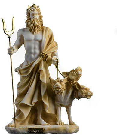 Pluto Hades Herr der Unterwelt Griechische Statuen Tote Figur Goldton 24cm