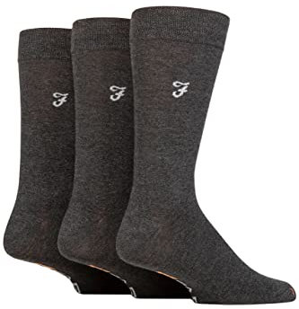 Farah Herren Luxus Bambus Einfach Socken Packung mit 3 Holzkohle/Grau 39-45