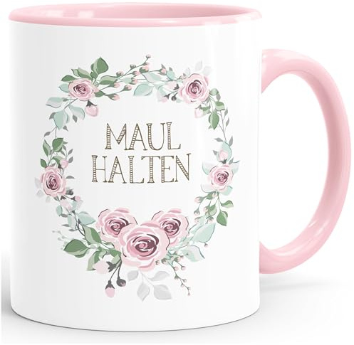 MoonWorks® Kaffee-Tasse mit Spruch individuell anpassbar Schimpfwörter Beleidigung Ironie Sarkasmus Geschenk lustige Büro-Tasse Rosa unisize