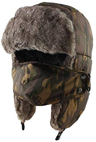 Russen Mütze Herren Winter Bomber Hut Frauen Männer Russland Ushanka Trapper Trooper Hüte Männlich Thermo Ohrenklappe Schneekappen-Camo