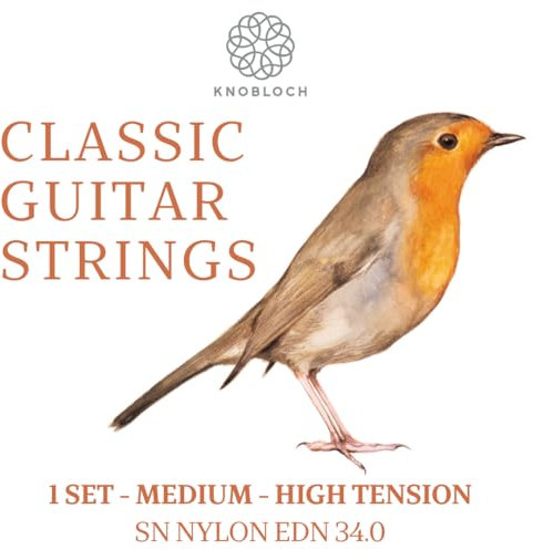 KNOBLOCH STRINGS - Cuerdas de Guitarra Española | EDN34.0 Erithacus | Tensión Media-Alta 34.0 | Silver Natural | Nylon | Sonido Homogéneo y Cálido | Juego de cuerdas para Flamenca y Clásica