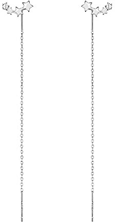 SLUYNZ 925 Sterling Silber CZ Ohrringe Kette für Damen - Stern Quaste Einfädler Lange Ohrringe (Silber)