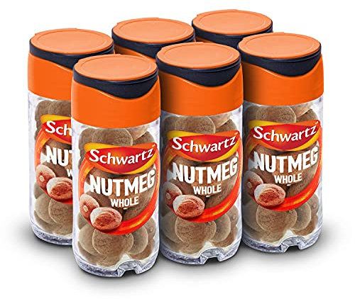 Schwartz Whole Nutmeg 25 G | Jar | Pack of 6 | Aromatic, Sweet, Warm & Rich | An Essential for Adding Delicious Flavour to Sweet & Savoury Dishes