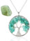 Halukakah Frauen Kristalle und Heilsteine Halskette Platinbeschichtetes Messing Draht Natürlich Jade Handgefertigt Gewundener Baum des Lebens Anhänger 5cm Kette 50cm