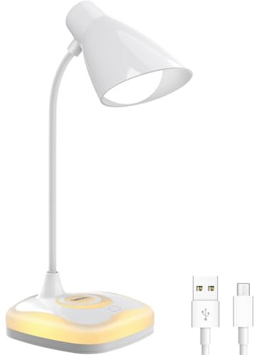 Gobikey Lampada da Scrivania, da Tavolo Touch Control, Ricaricabile con 3 Luminosità, senza Fili, Lampada LED, Luce Calda alla Base