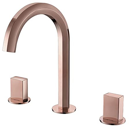 Robinet Salle de Bain Laiton Robinet Lavabo 3 Trous Robinet De Salle De Bain 2 Poignées Robinet de Lavabo Eau Chaude et Froide Mitigeur de Lavabo Convient pour les Robinets de Salle de Bain,Rose gold